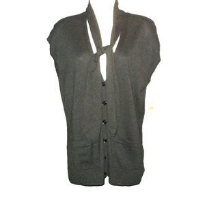 Michael Kors Cardigan Sweater Size S (Runs Larger) Black Sleeveless w/Tie NEW
